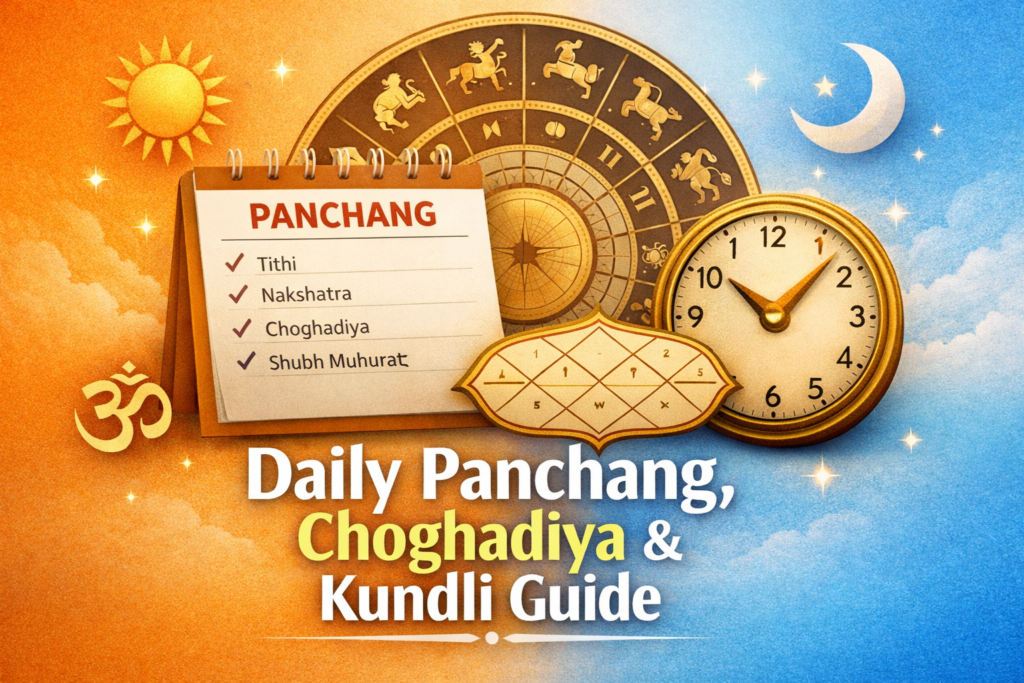 Daily Panchang, Choghadiya, Auspicious/Inauspicious Periods, Kundli, Numerology